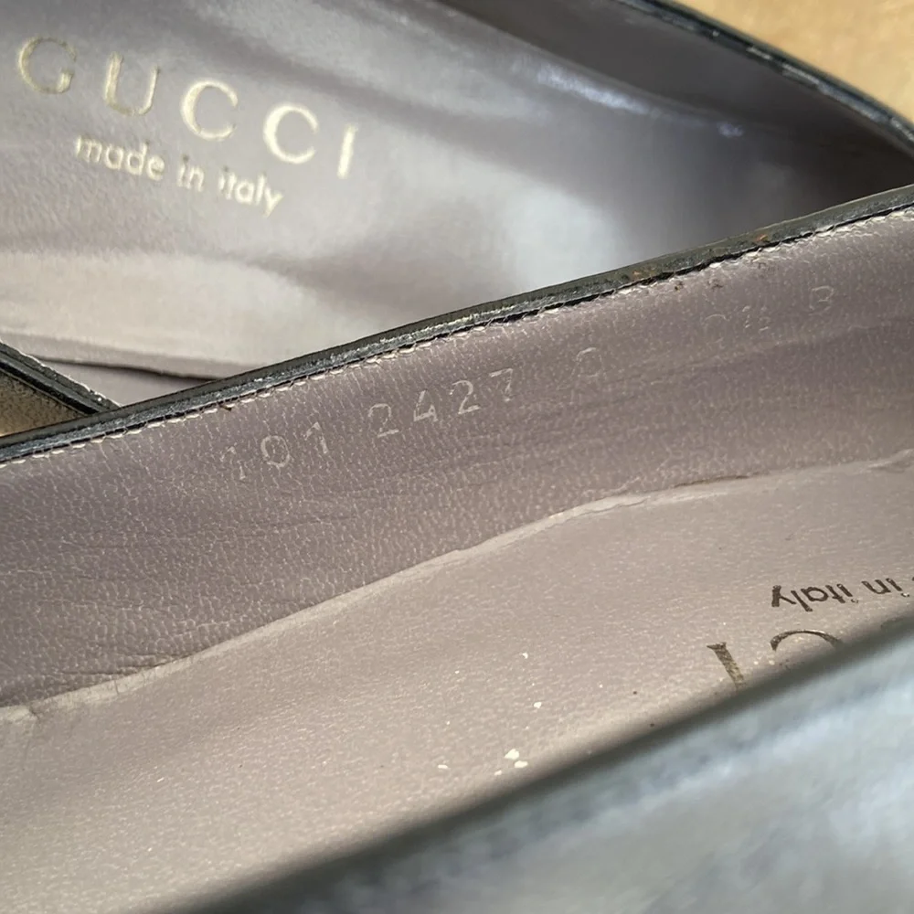 Gucci Leather Square Toe Mid-Heel Pump Shoes Women's Size 8.5 - Picture 5 of 10